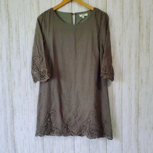 Hayden LA Lined Boho Dress Lace Embroidered Sz S